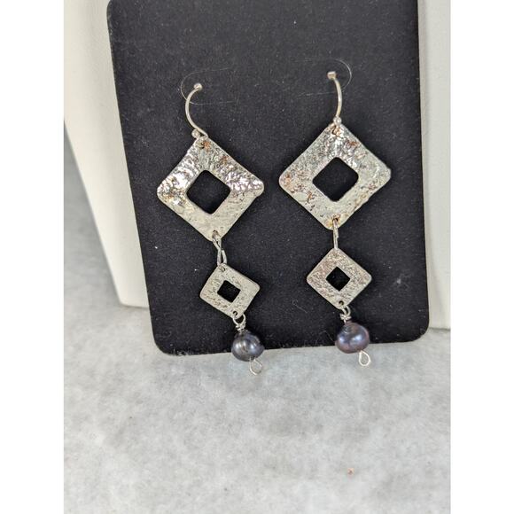 4 prs Earrings lot,fused glass. cutout squares,turquoise/ crystal,red creek NWT - Picture 2 of 11